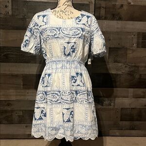 Wrangler Retro Geometric Puff Sleeve Cotton Dress